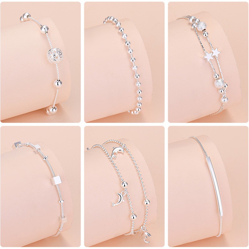 50 designs silver 925 original 20cm Cute Bracelet for women fashion jewellery korean Accessories