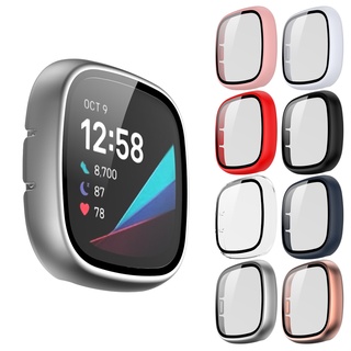 For Fitbit Versa 3 Full Coverage Case Cover With Tempered Glass