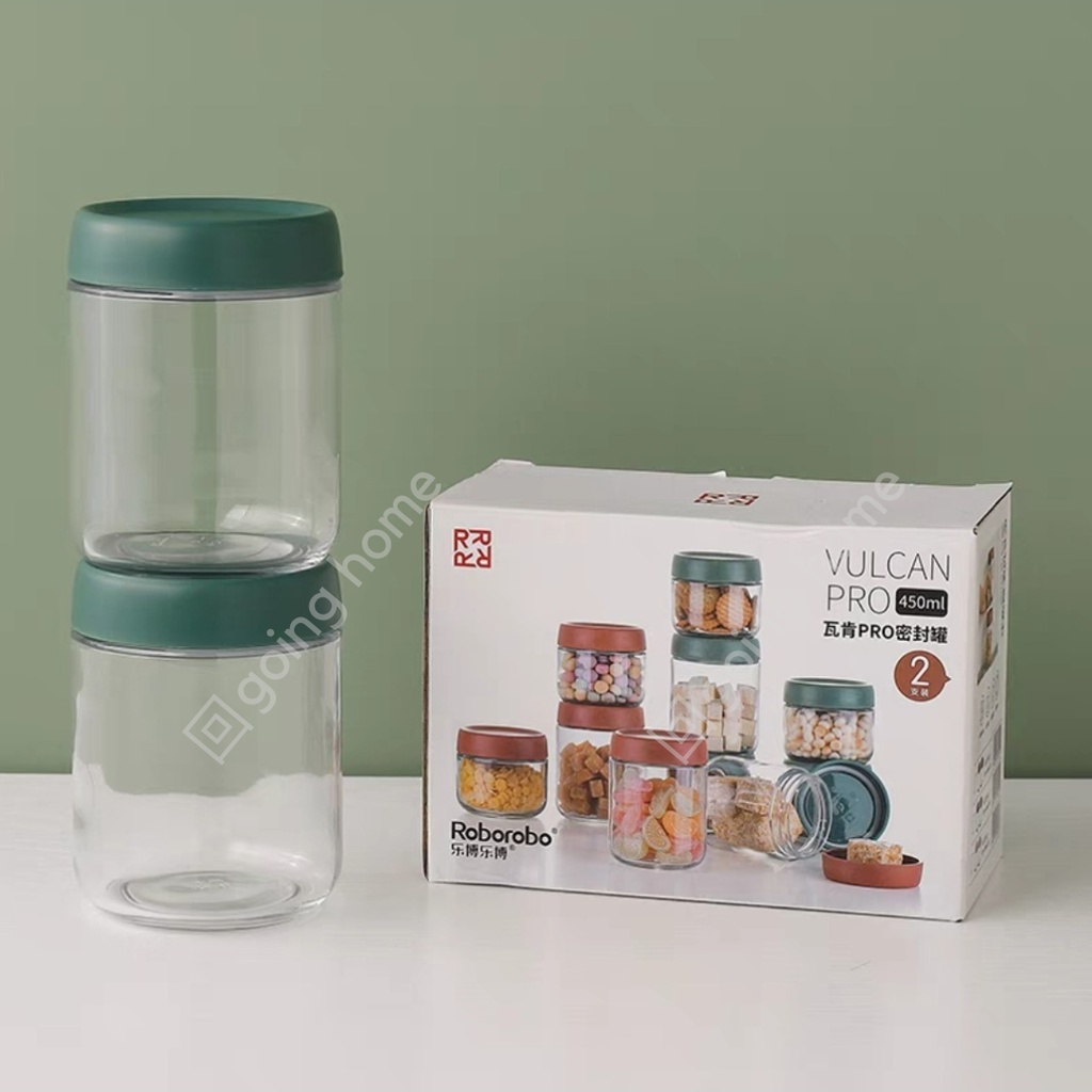 [Set of 2] High Quality Sturdy Glass Tupperware Cute Airtight Food ...