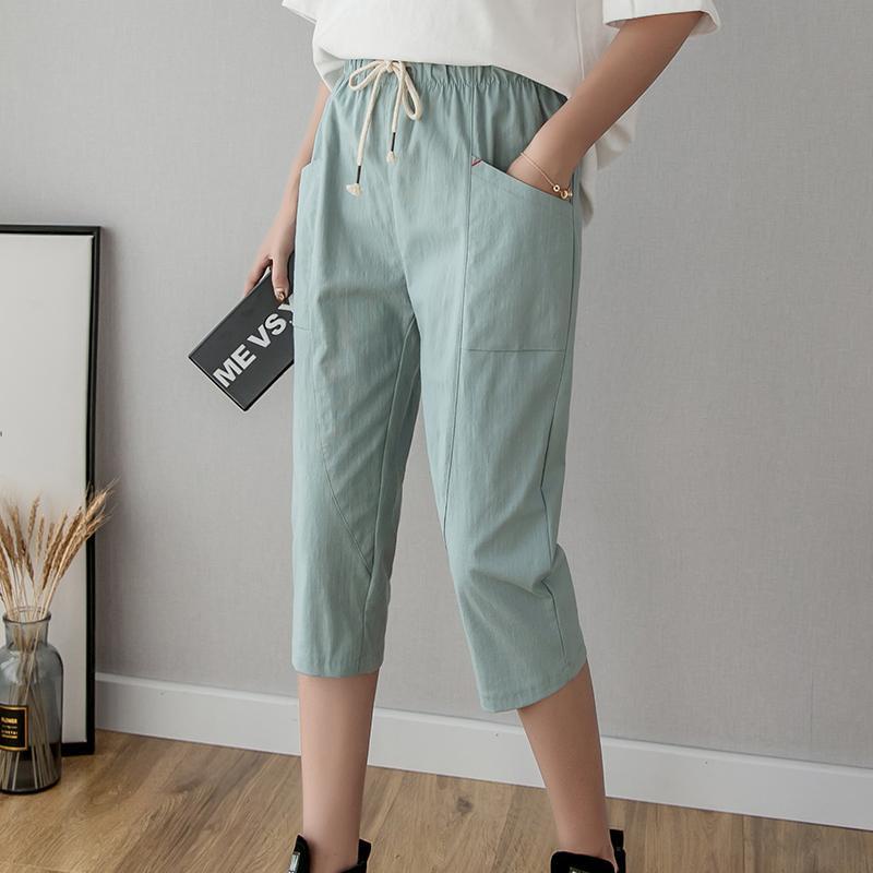 Cotton Hemp Capri Pants Women's Summer New Korean Loose Capri Casual ...