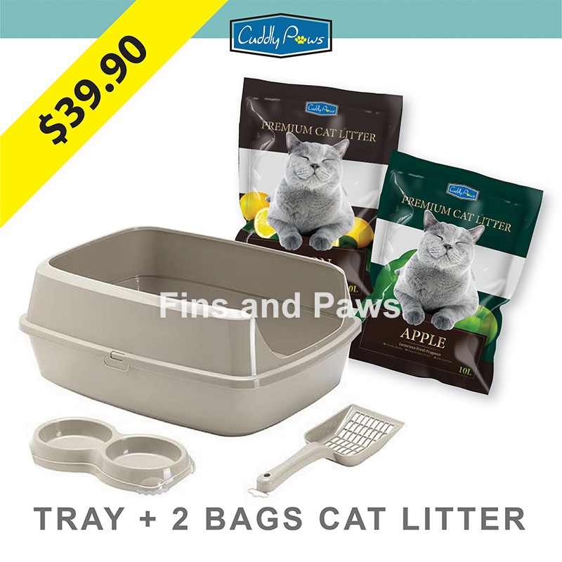 [Cuddly Paws] Cat Litter Starter Kit (Tray, Scoop, Feeding Bowl and