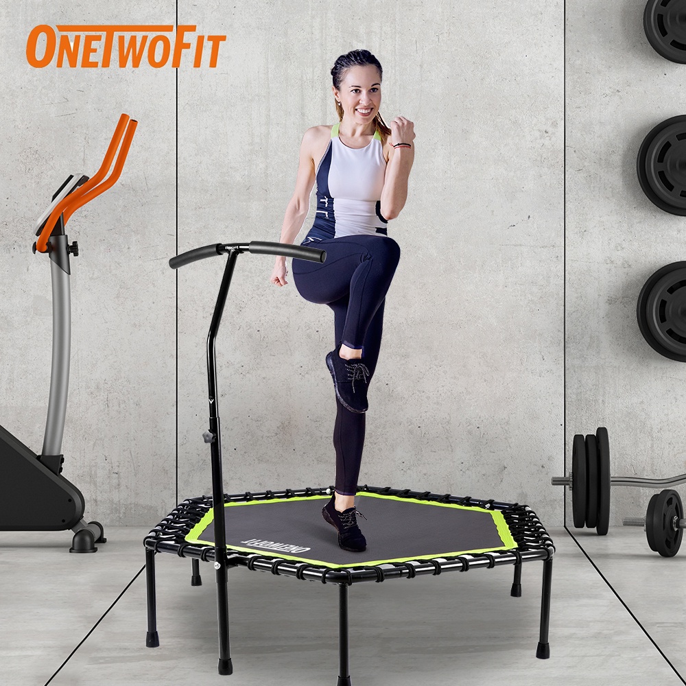 OneTwoFit 1.36M Silent Trampoline with Adjustable Handle Bar