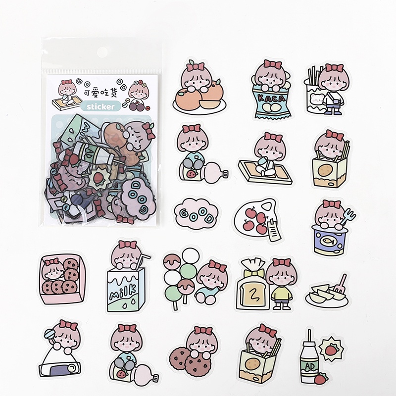 40 Pcs Cute Cartoon Waterproof PET Stickers Pack Student Handbook Deco ...