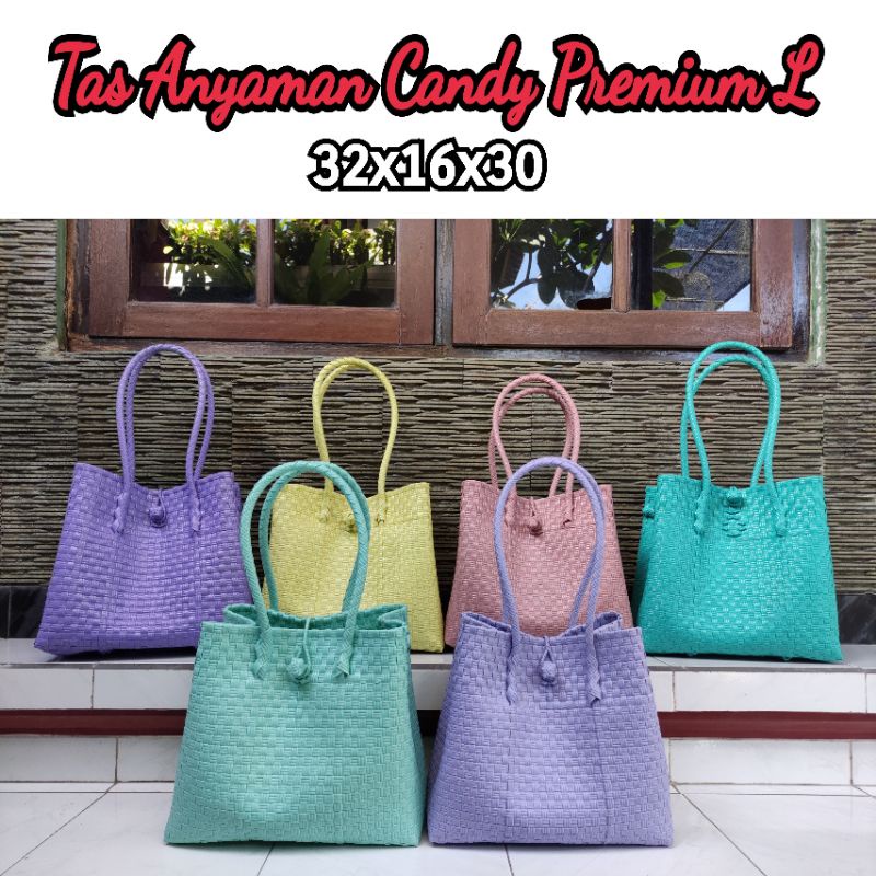 Women's Woven Bags Women's Bags Candy Plastic Woven Bags Premium Size L ...