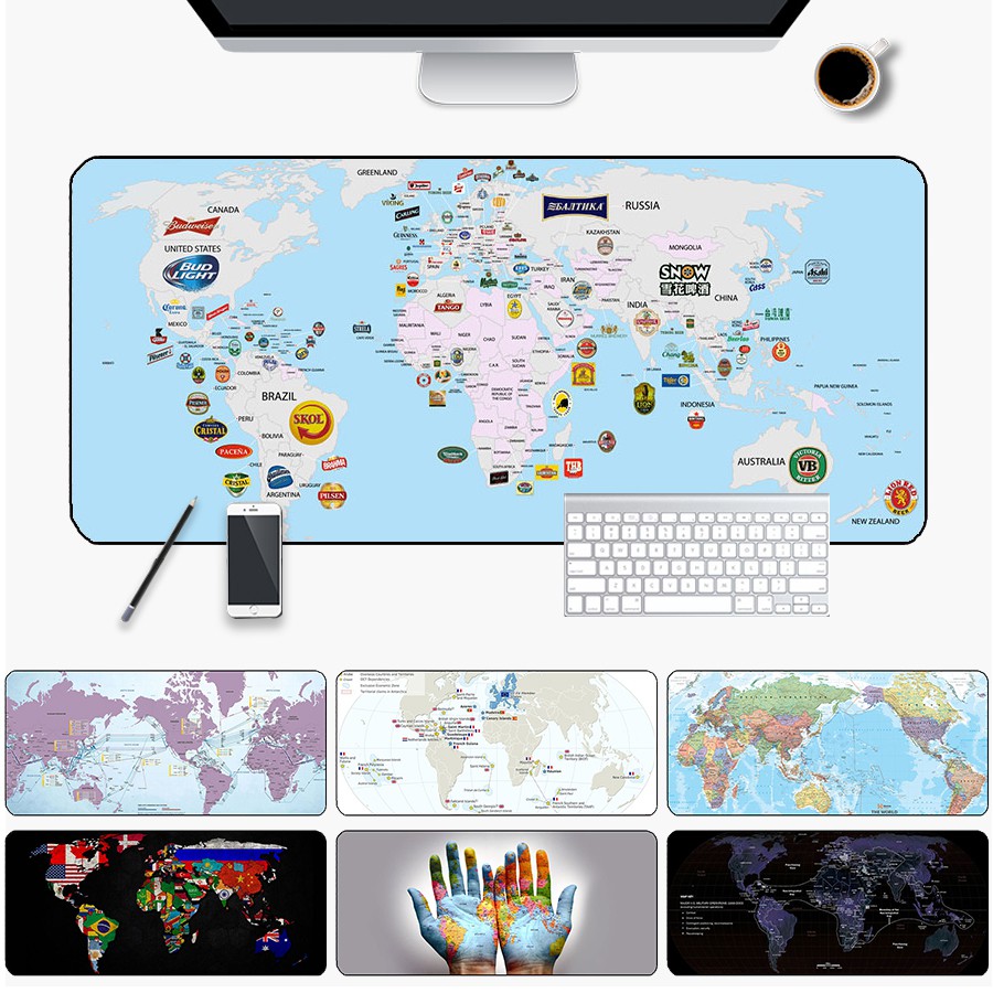 World Map Large Mouse Pad Plus Size Mouse Pad World Map Illustration ...