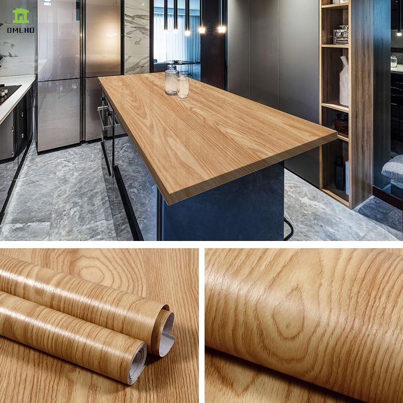 Self adhesive wood grain wallpaper waterproof oilproof PVC wooden door ...