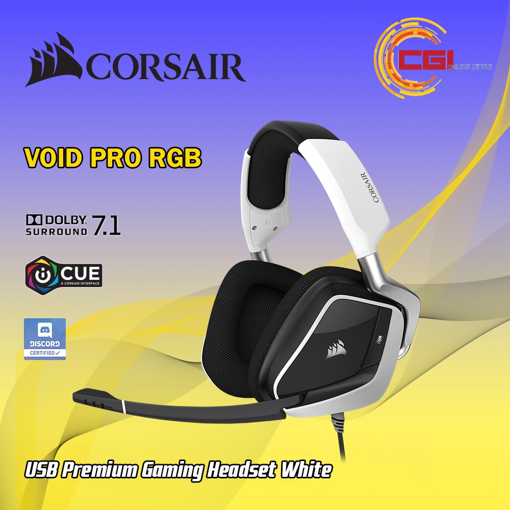 Corsair VOID PRO RGB USB Premium Gaming Headset White (CA-9011155-AP ...