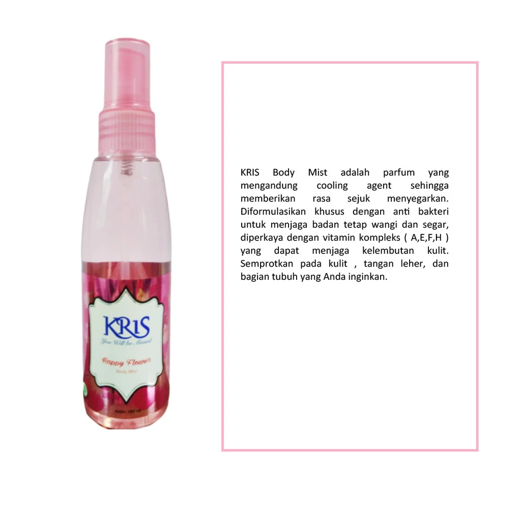 Kris Bodymist Happy Flower Pink 100ML - Pewangi Badan - Gambar 3