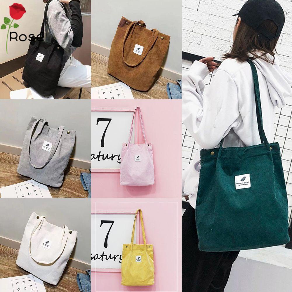ROSE Fashion Bag High-capacity Canvas Corduroy Women Shoulder Bag Handbag Ladies Tote/Multicolor