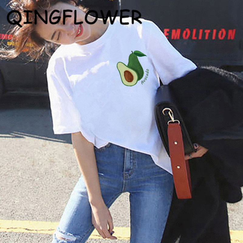 avocado printed trippy japanese tshirt Ulzzang trend t shirt tee Women design movie female top white humor flowers clothing t-shirt