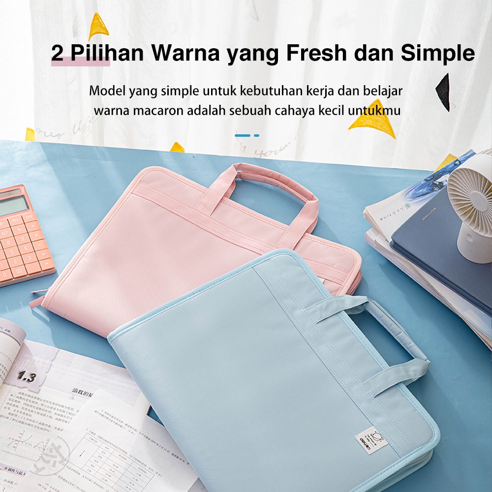 Deli File Folder Document Bag Tas Dokumen File A4 Warna Pink Biru 13 Sekat 72561 - Gambar 4