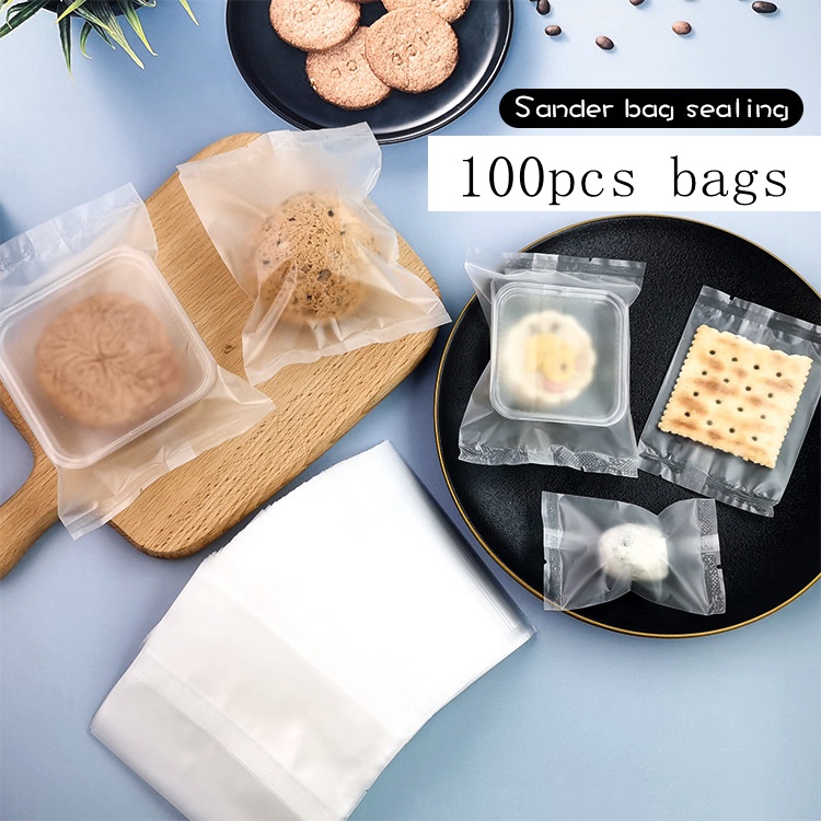 100pcs Frosted Translucent Cookies Biscuits Packing Bag Open Top Snack ...