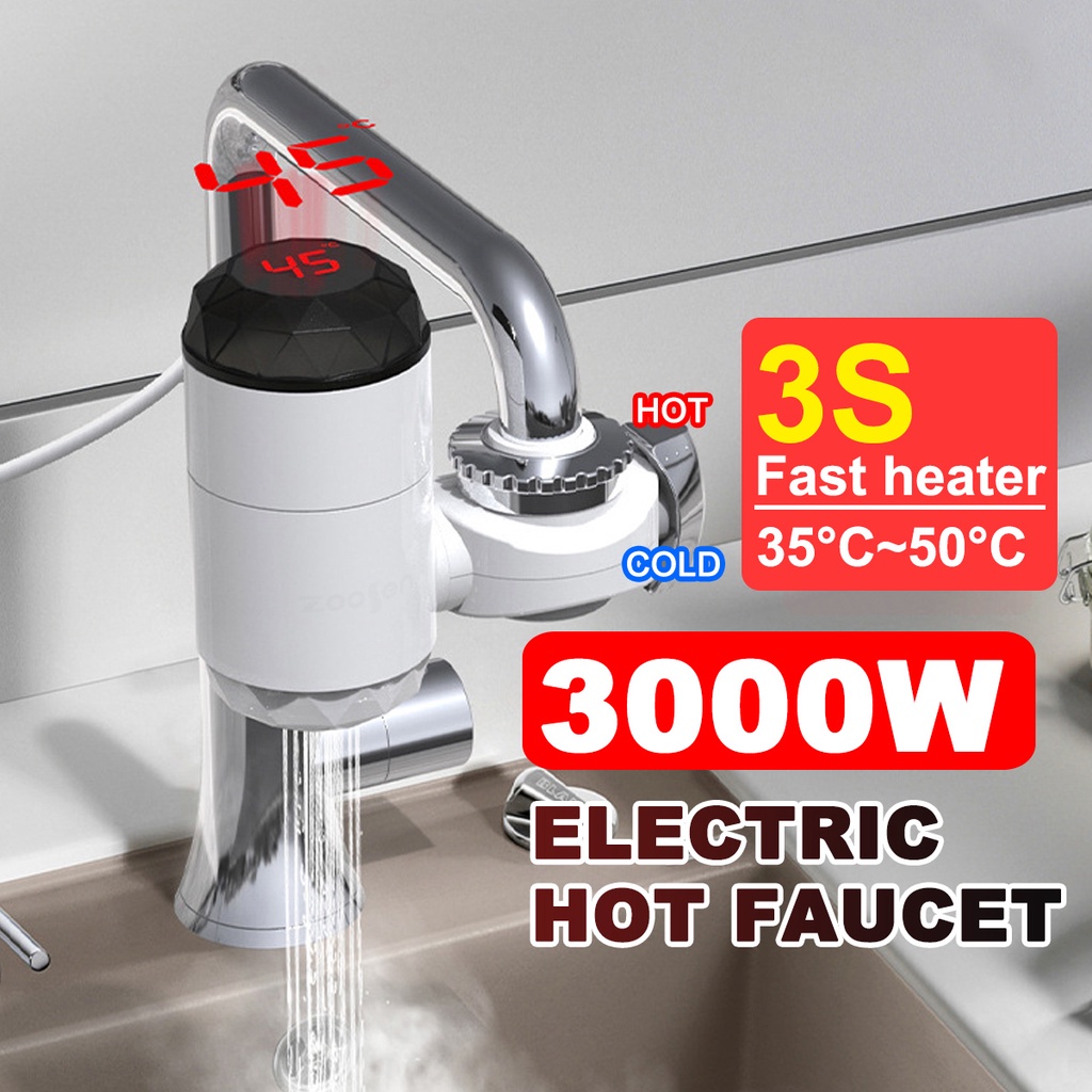 Electric Hot Faucet Water Heater Kitchen Cold Heating Faucet Tankless  Digital Instantaneou Water Tap with Adapter | Shopee Singapore