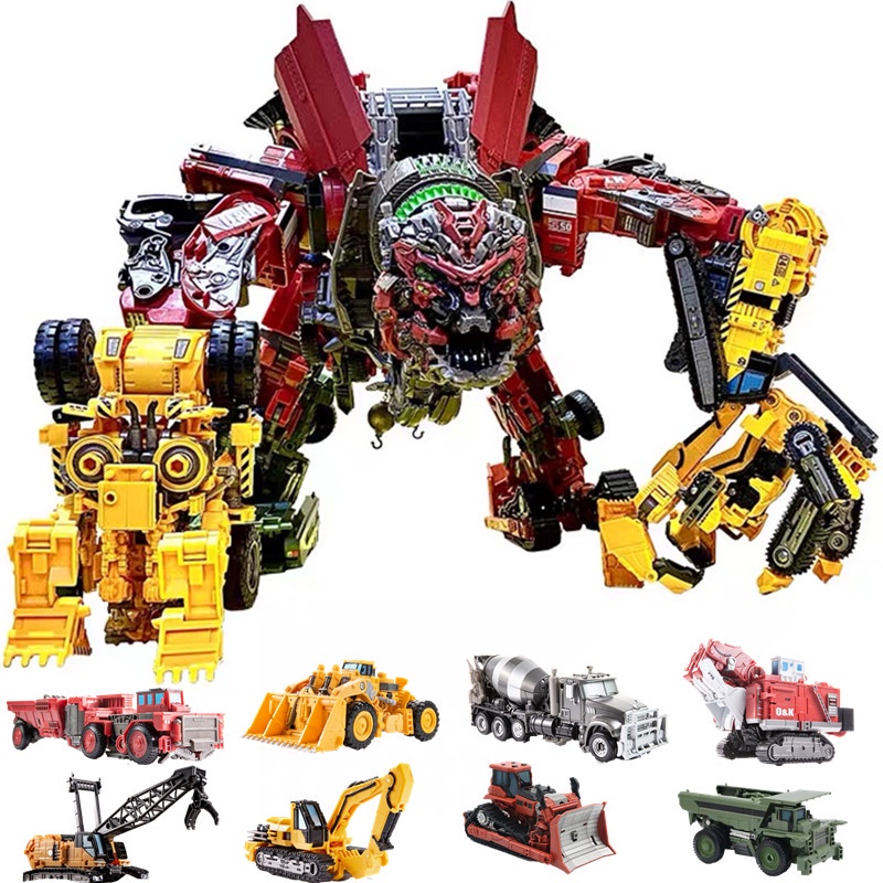 AOYI Cool 8 IN 1 Oversize Devastator Transformation Toys Boy Anime Hook Action Figures Robot Car Engineering Vehicle Model Kids