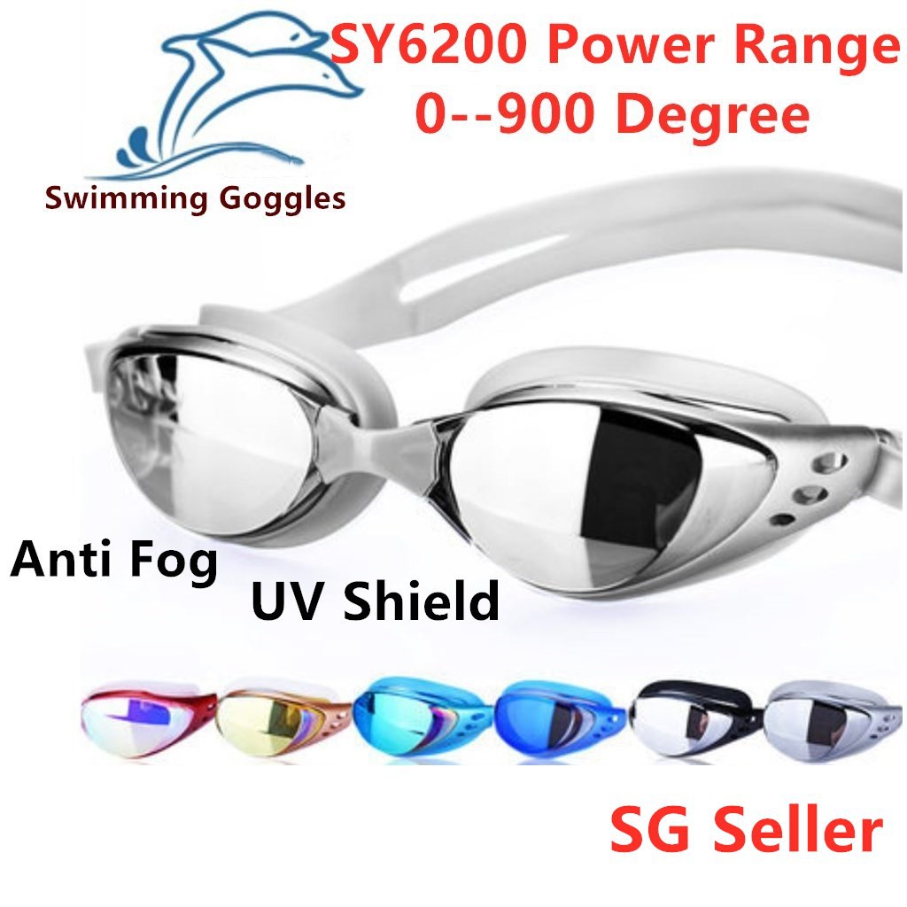 Reflective Optical Swimming goggles Prescription Power Degree Anti fog UV shield Swimming goggles Shopee Singapore