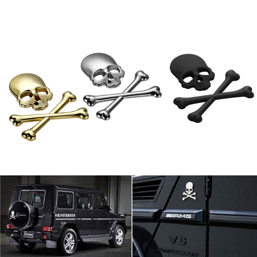 1x Car 3D Metal Skeleton Skull Badge Sticker Decal Motorcycle Emblem  Accessories