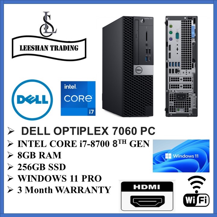 [New Arrival-Refurbished] DELL OPTIPLEX 7060 SFF PC i7-8700T 8th GEN 6 core 8GB RAM 256GB NVMe SSD WIN 11 Pro,Ms office