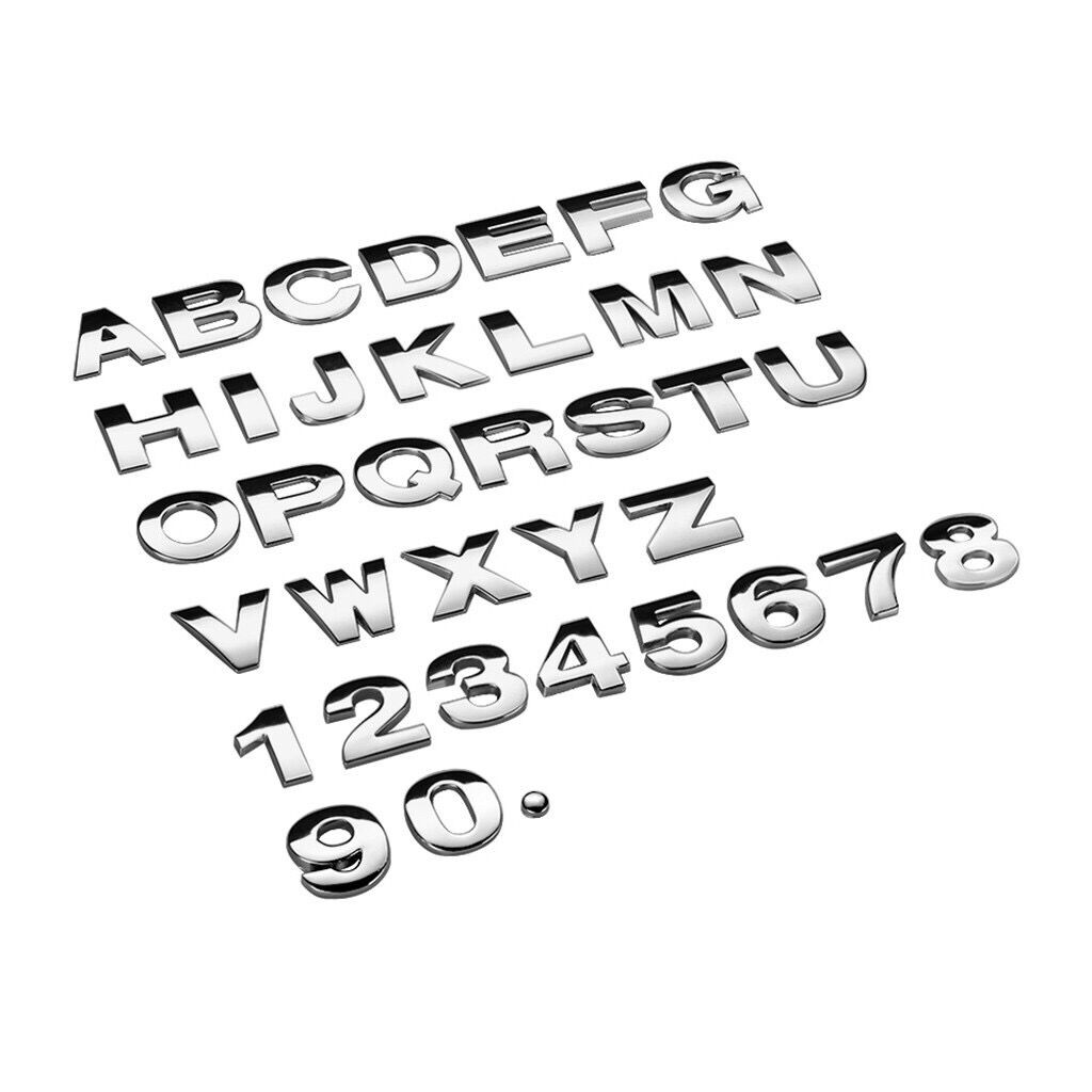1 x 25mm Silver Metal DIY 3D Letter Digital Alphabet Car Sticker Emblem