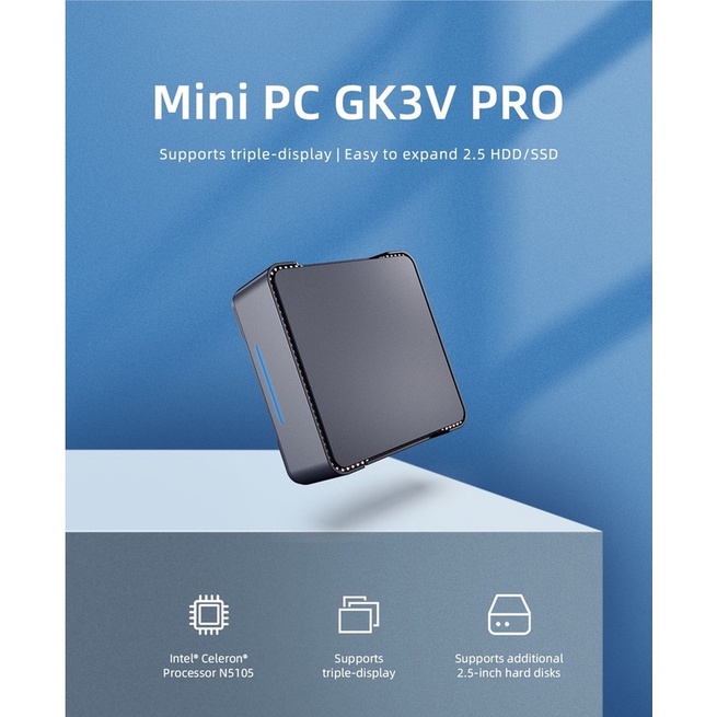 Gk3v Pro 128G Intel 8GB N5105 Mini PC Windows11 Games Computer Office Work Quad Core 1000M Lan Wifi Bluetooth USB 3.0 Support HDD HTPC