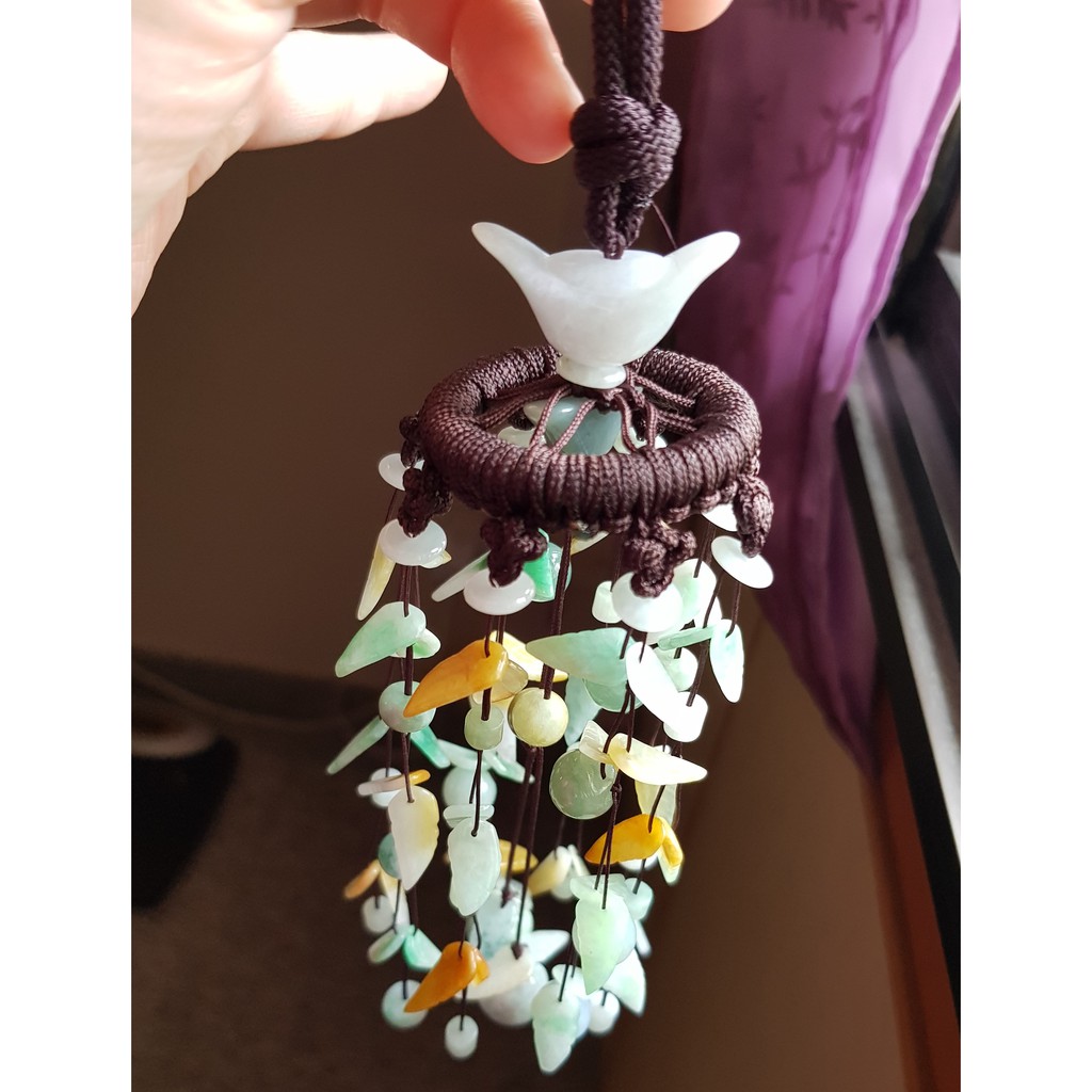 Certified Type A Grade Jadeite Wind Chime Display Polychromatic Jade ...
