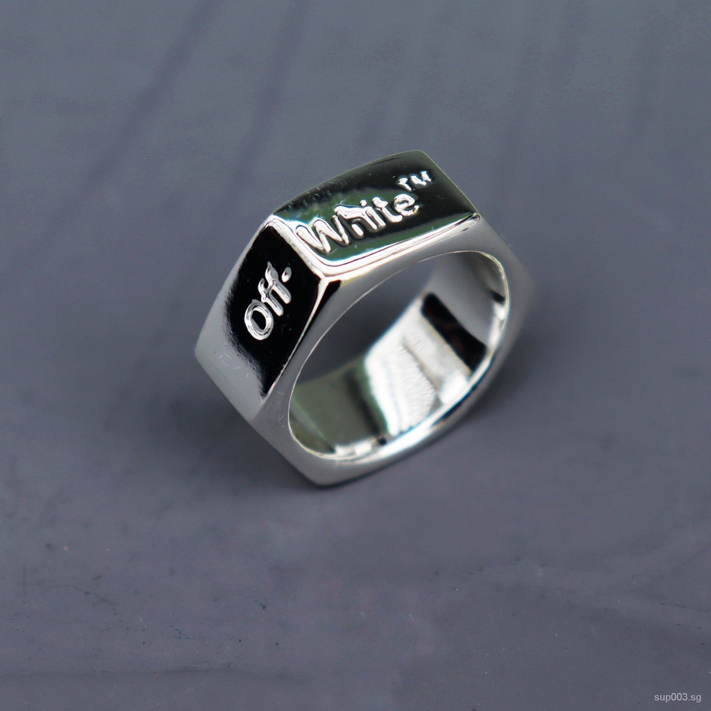 Off White Hex Nut ringHexagonal Nut Ring Personality Ring Fashion