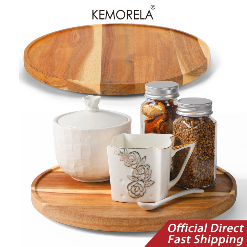 KEMORELA Acacia Wood Organizers Turntable for Cabine Kitchen Turntable
