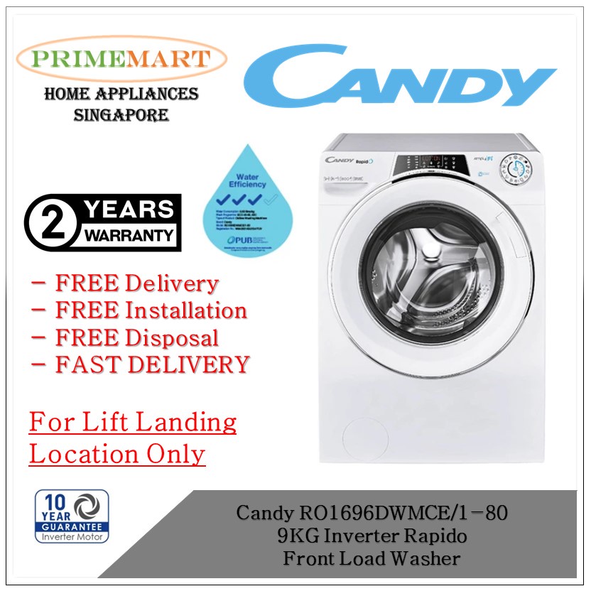 Candy RO1696DWMCE/180 9KG Inverter Rapido Front Load Washer + 2 YEARS LOCAL MANUFACTURER