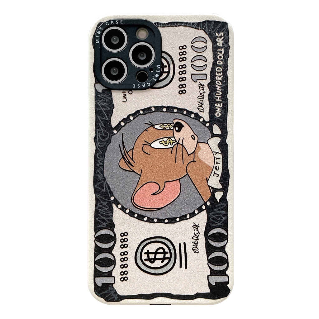 Hot】High Quality Dollar Tom and Jerry Anti-Drop Leather Phone