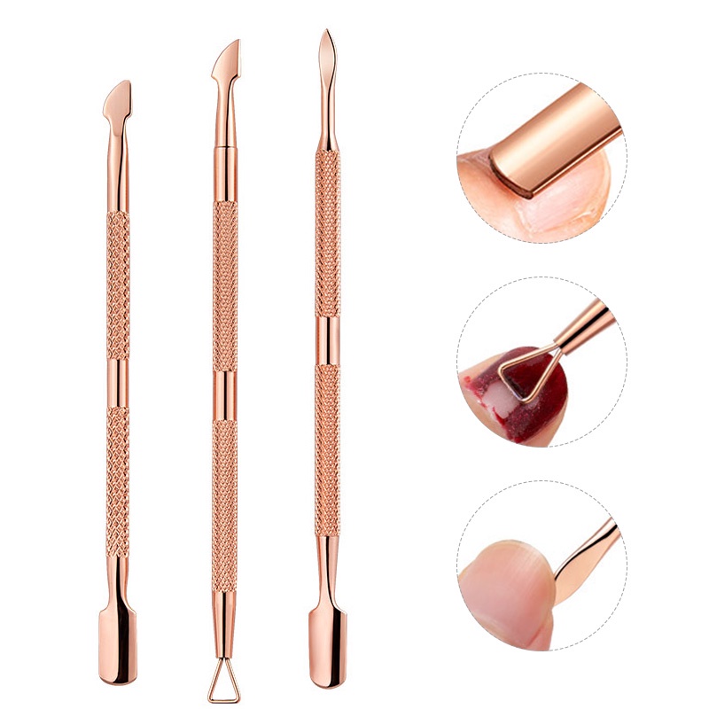 Rose Gold Double-ended Stainless Steel Cuticle Pusher Dead Skin Push ...