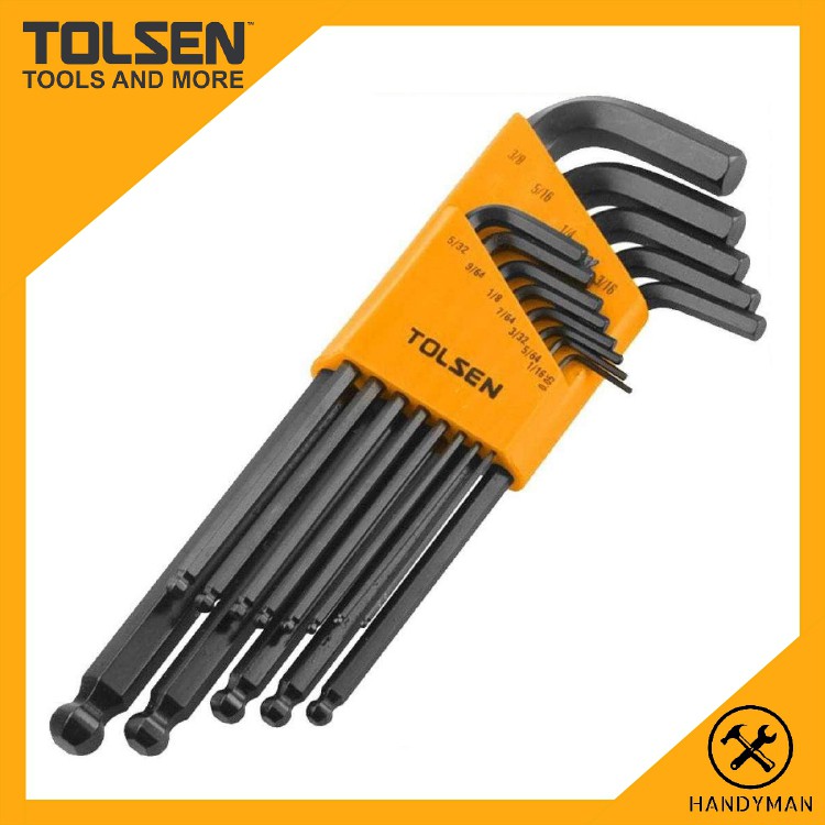 Tolsen 13pcs Ball Point Long Arm Hex Key Set (Inch) 20090