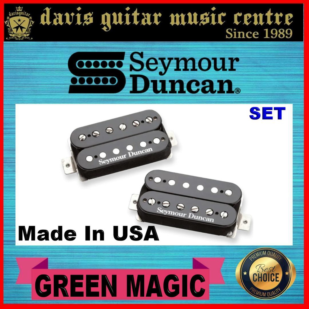 Seymour Duncan Green Magic Humbucker Set Black Electric Guitar Pickup ...