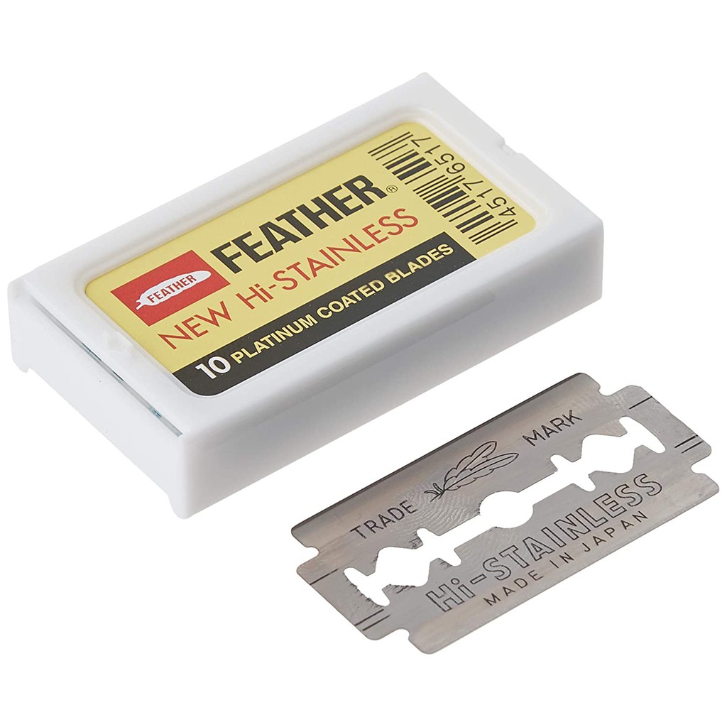 Feather Safety Razor Blades (10 pcs) - Platinum Coated Shaver Sourdough ...