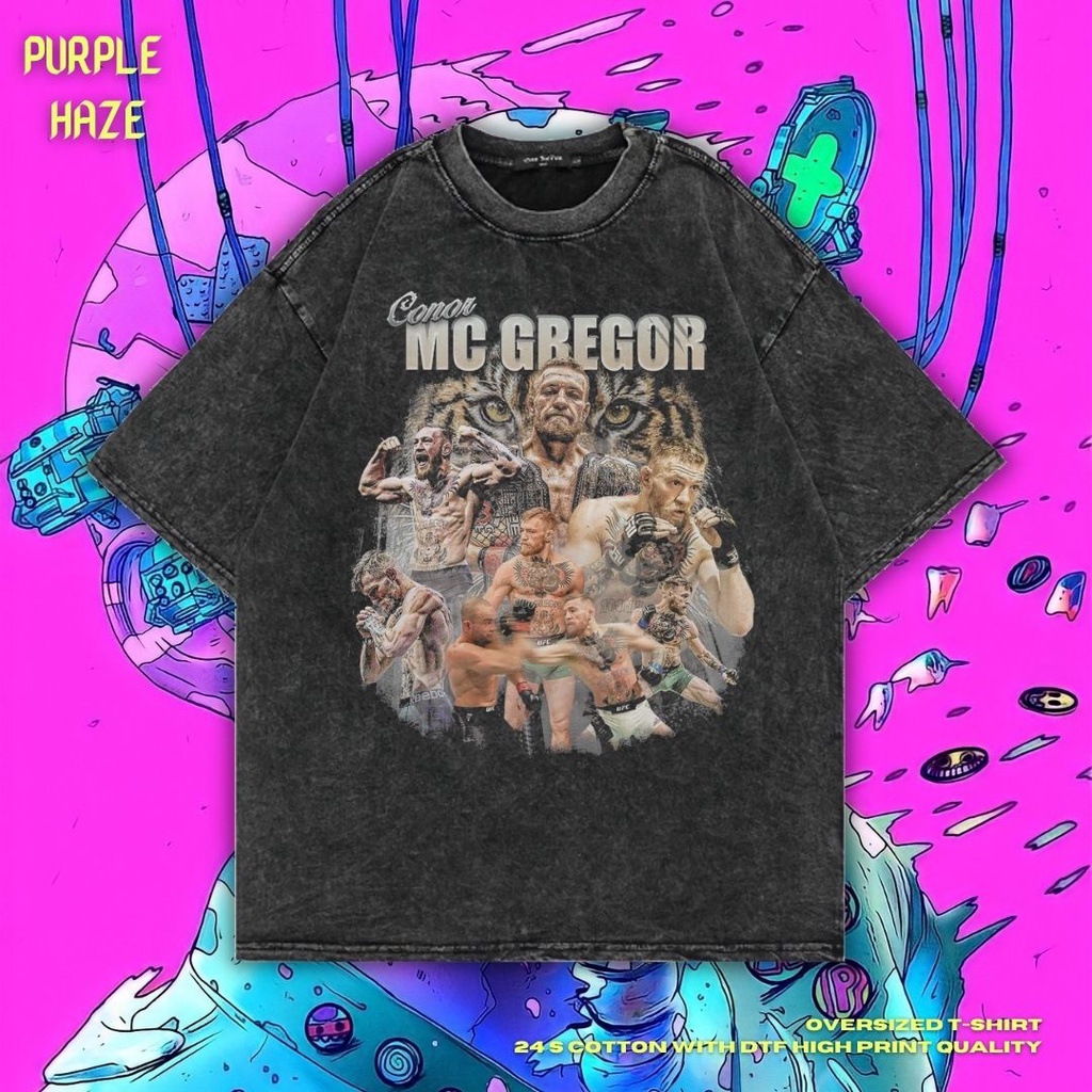 Purple Haze The Notorious Conor McGregor Oversized T Shirt Stone Wash Ufc T Shirt Oversize T Shirt Vintage Top Shopee Singapore