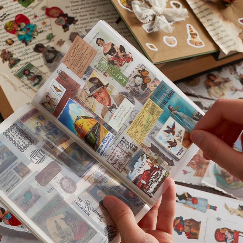 Journamm 20 Pages Vintage Stickers Book DIY Scrapbooking Supplies Ins ...