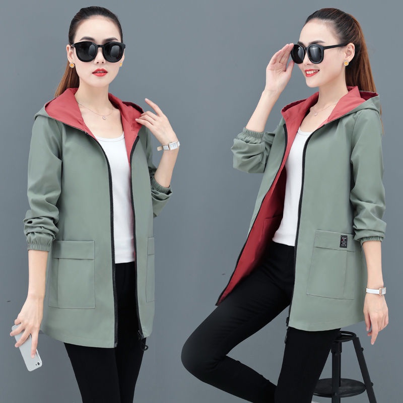 Doublefaced windbreaker jacket women's midlength spring and autumn