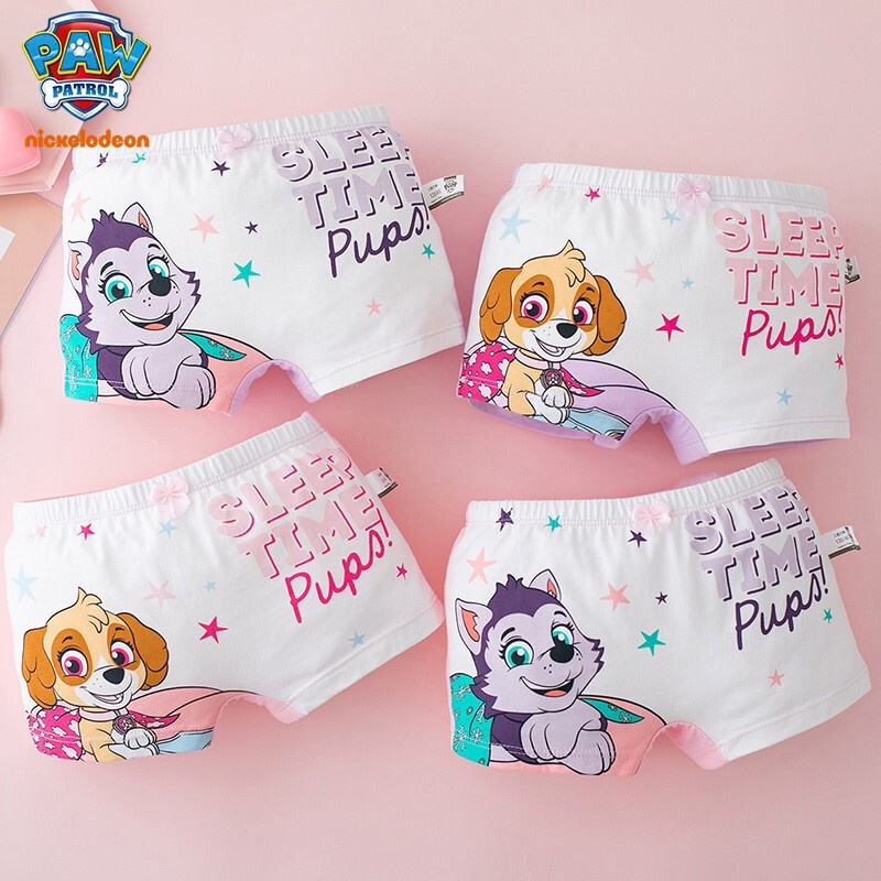 3PCS Paw Patrol Skye Cartoon Boxes Girls Cotton Underwear Children