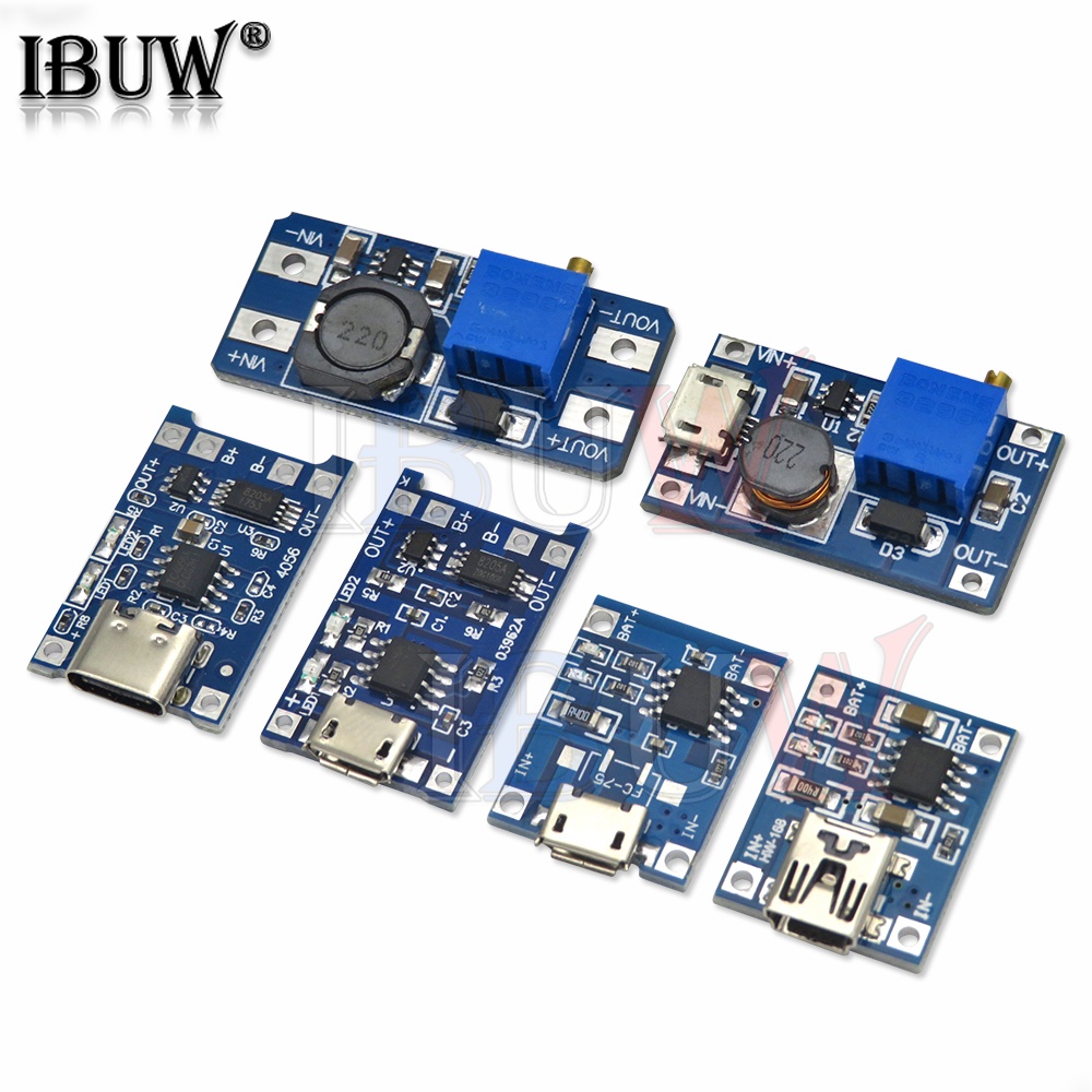 Kit 10 Moduli Ricarica USB-C Per Batterie 18650, 5V 1A, Con Protezione Doppia, E 6 Alloggiamenti In Plastica Con Cavi Saldati