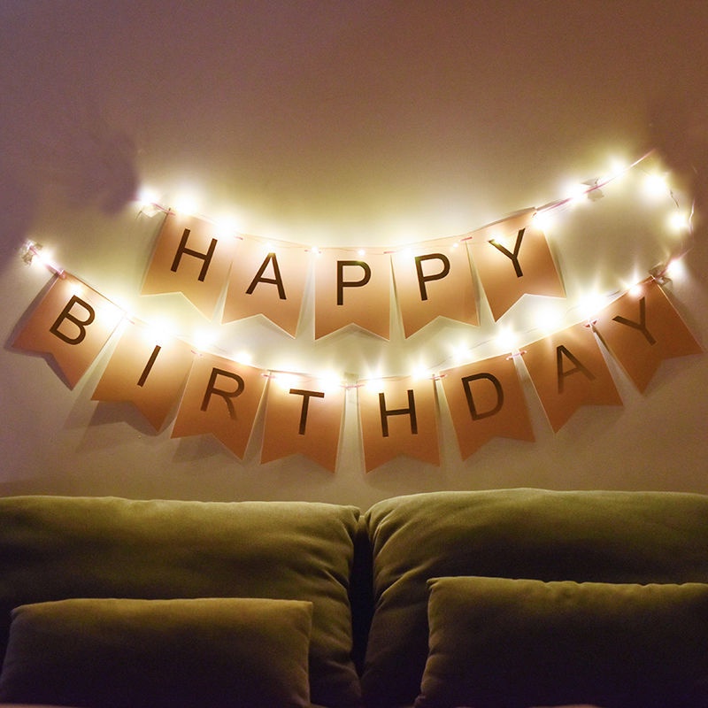 Set 1 2M Colorful LED 20 Rope Light Happy Birthday Pull Triangle Banner ...