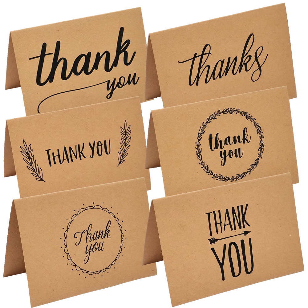 10 Sheets 10*14.5cm Kraft Paper Thank You Folding Cards Writable