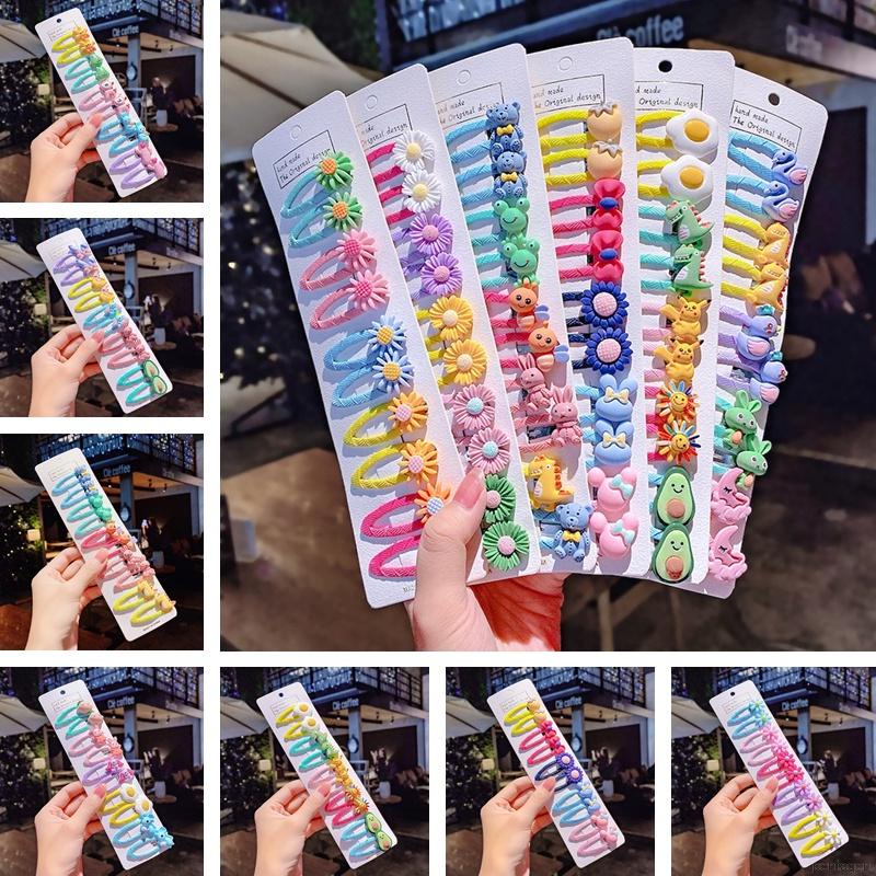 16 Styles 10pcs Cute Cartoon Hairpin Set Baby Girls BB Clips Korean Children's Hair Accessories