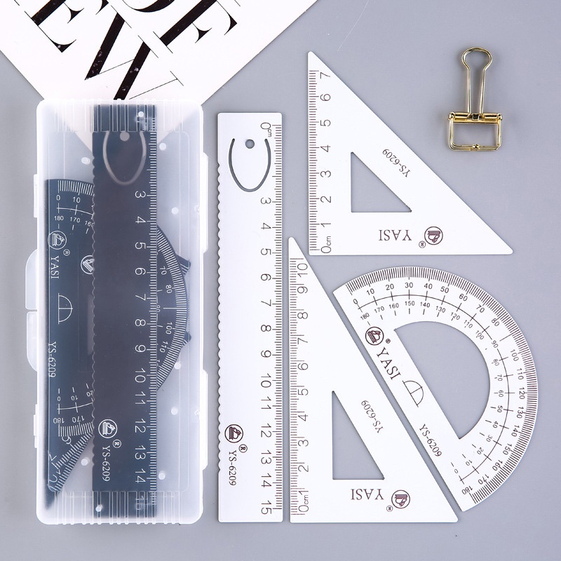 4Pcs Set Metal Ruler Set Ruler Student with Metal Ruler Ruler ...