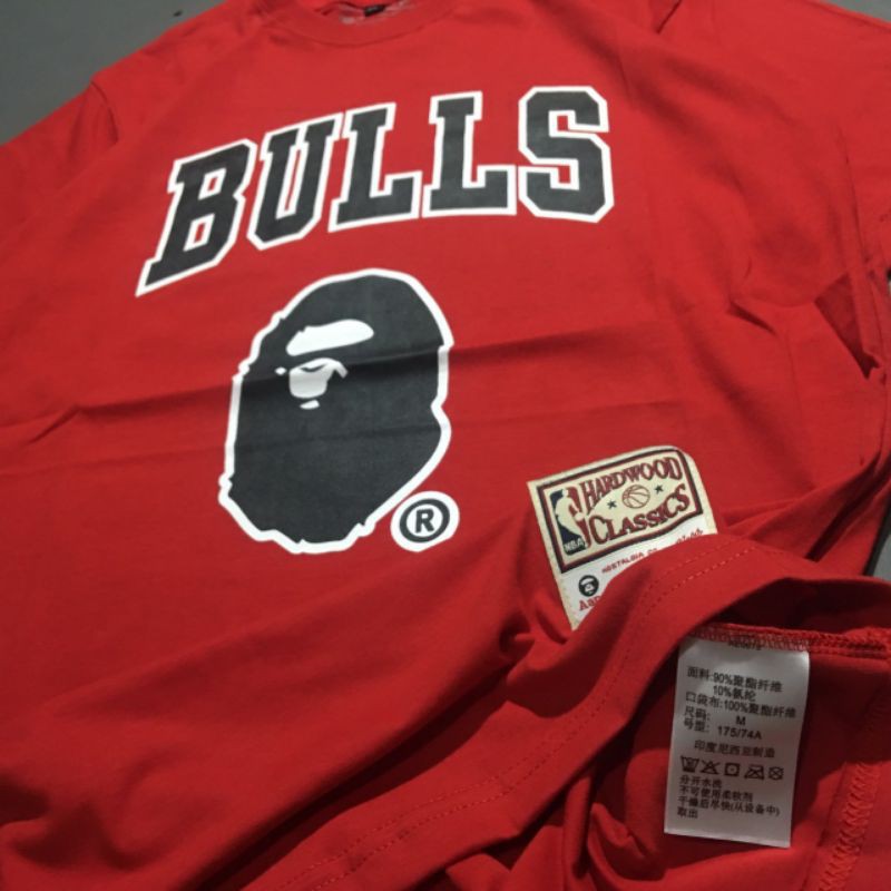 Bape x Mitchell & Ness Bulls Tee Red