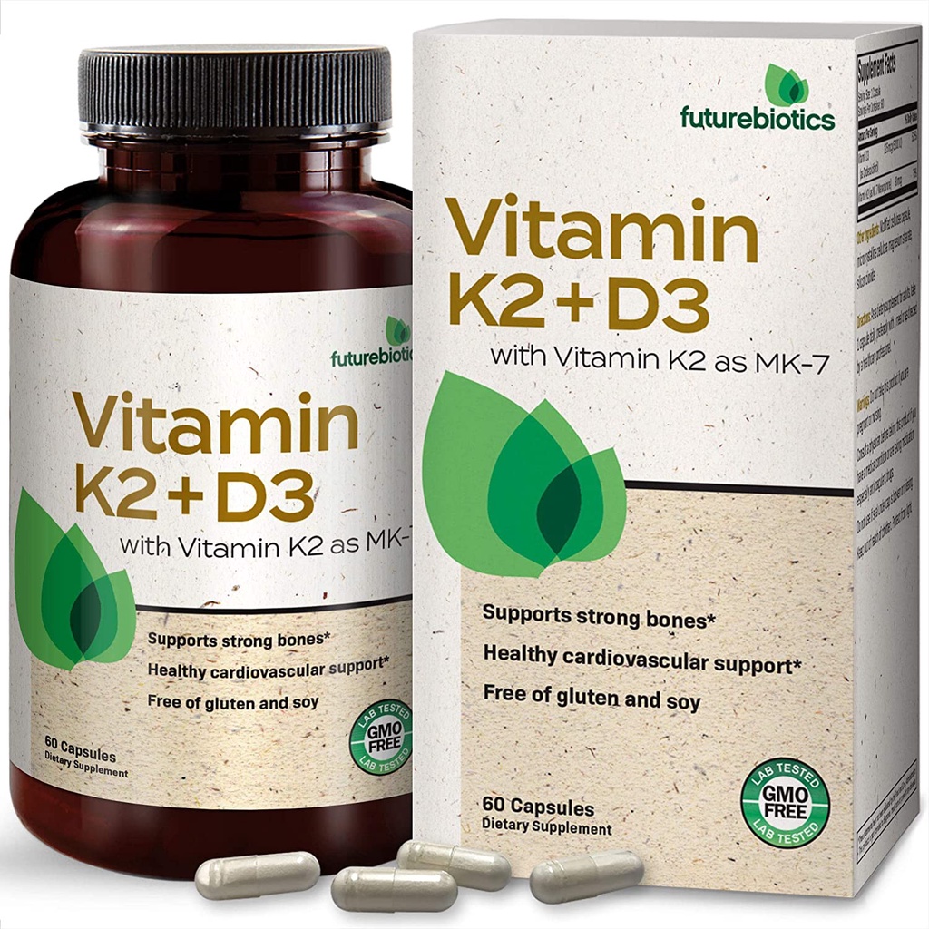 Futurebiotics Vitamin K2 (MK7) with D3 Supplement - Bone and Heart ...