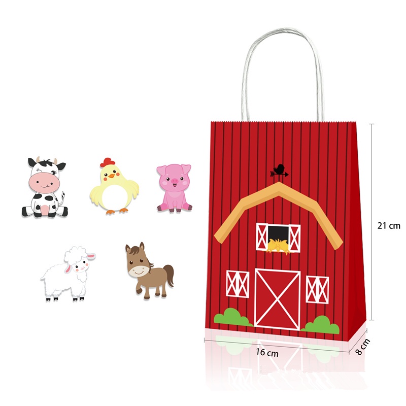 6pcs Farm Animal Party Favor Bags Birthday Treat Goody Bag For Children ...