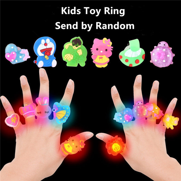 2 pcs Luminous Kids rings Girls children's toys flash gifts LED cartoon lights toys for child kids playing in night