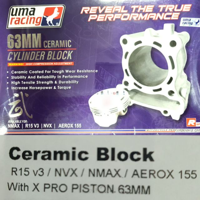R15 V3/NVX/Nmax/Aerox155 (Uma Racing) XPro Piston Ceramic Block 63mm ...