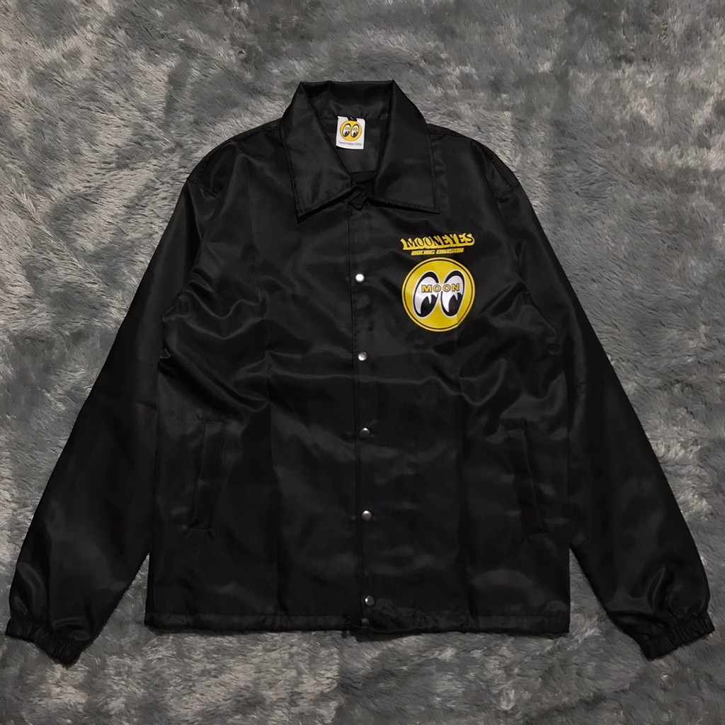 Windbreaker Coach Jacket Mooneyes Moon Racing Black Shopee Singapore