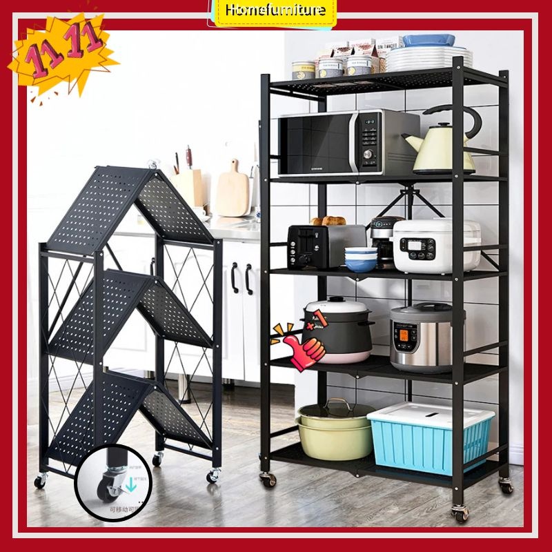 Homefurniture Foldable Metal Storage Rack Folding Rack Kitchen Portable ...