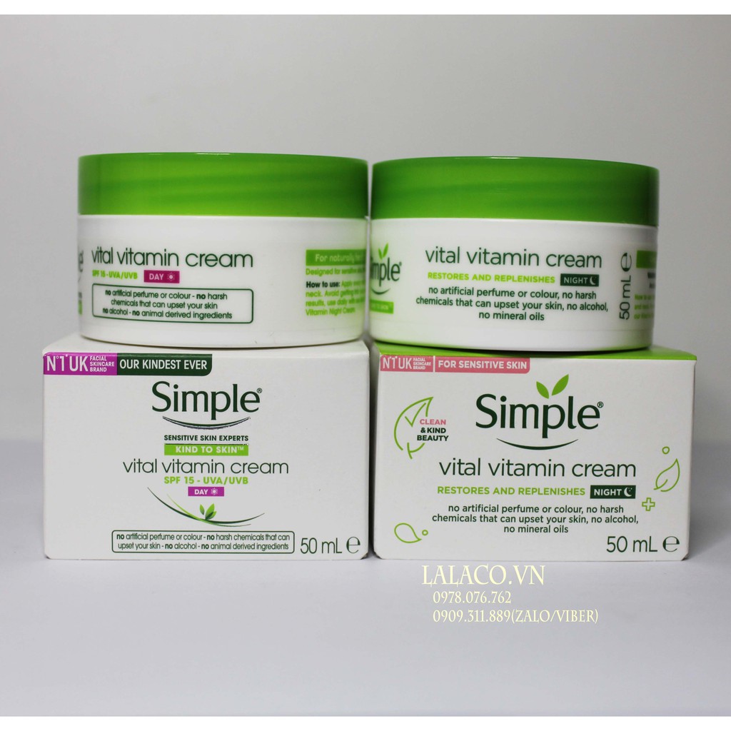 Simple Day And Night Cream Kind To Skin Vital Vitamin 50ml Shopee