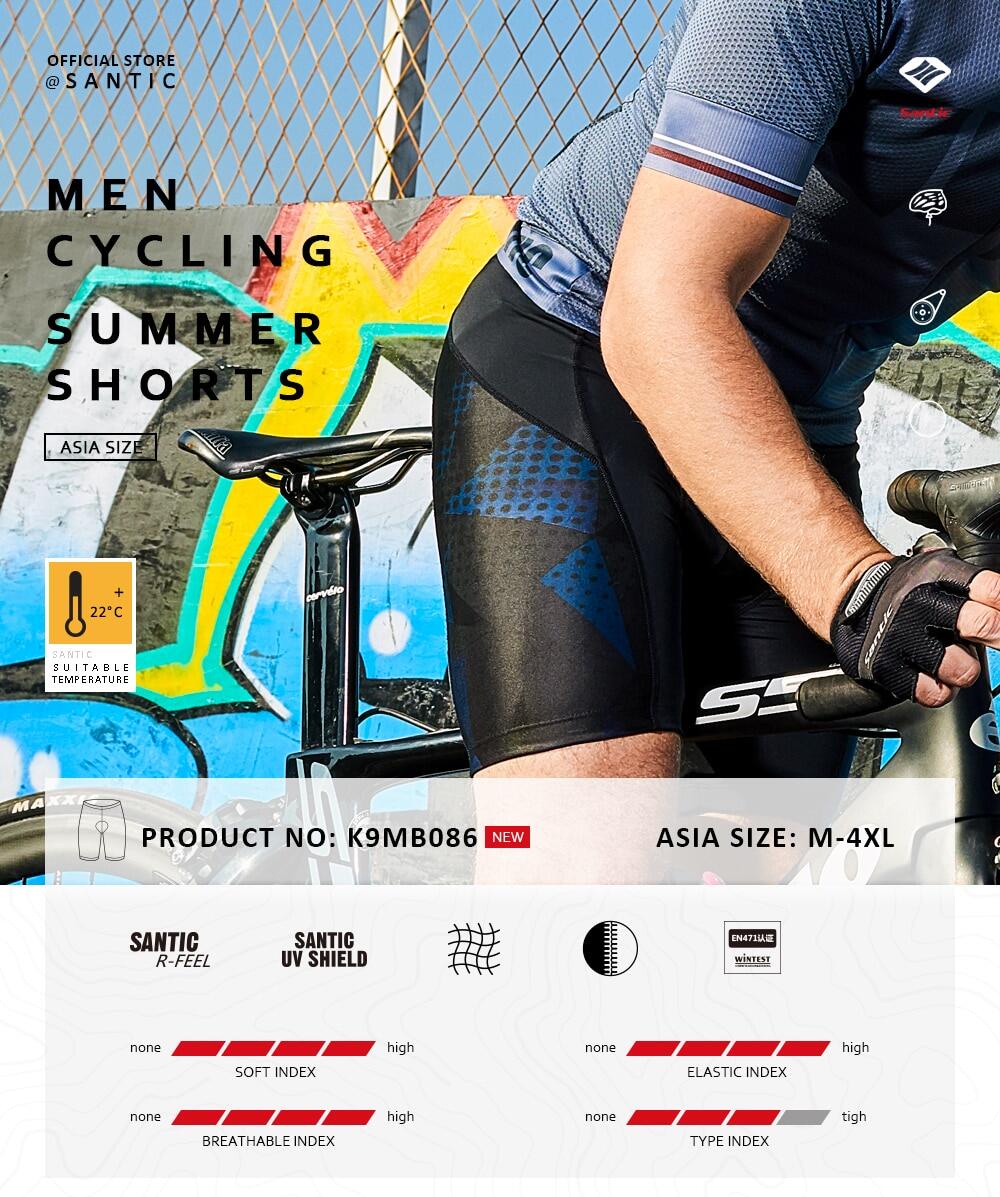 Santic Men Cycling Shorts 4D Padded Shockproof MTB Bicycle Shorts